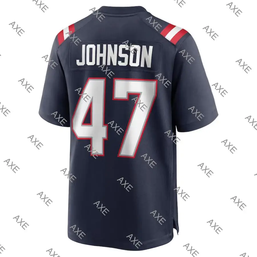 

Embroidery Letters American Football Jersey New England Jakob Johnson White Blue Men's Player Limited Jersey