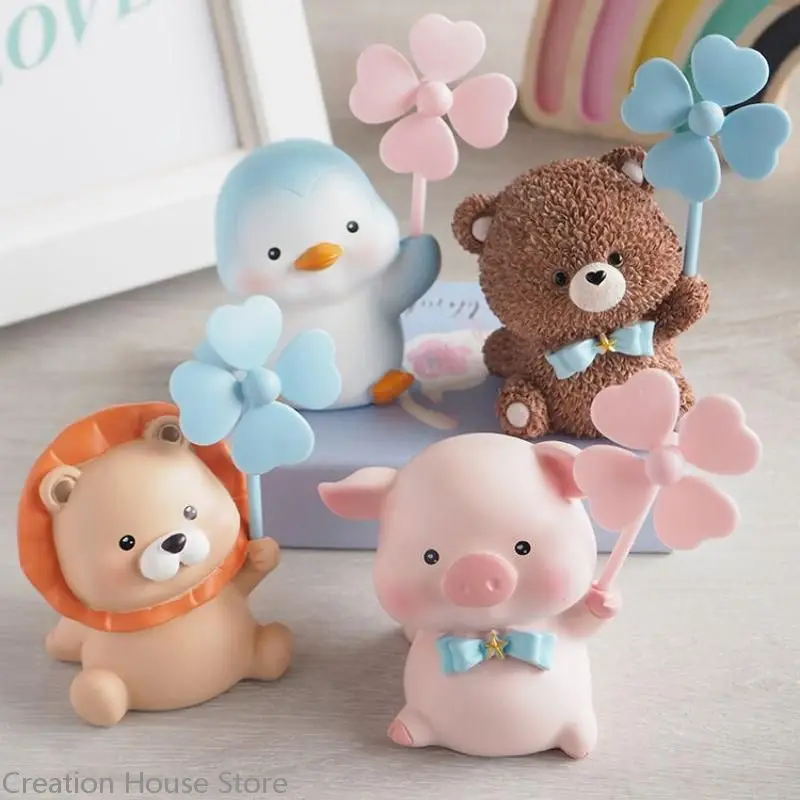 

Windmill Figurines Room Desktop Decor Car Interior Ornament Resin Animal Sculpture Crafts Cake Party Decoration Birthday Gifts