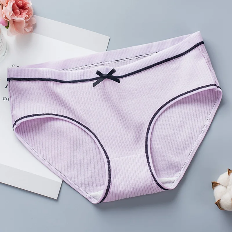 10 цветов, L, XL, XXL, спиральная полоска, хлопковое нижнее белье для девочек, сексуальный бант, низкая талия, женские трусы размера плюс