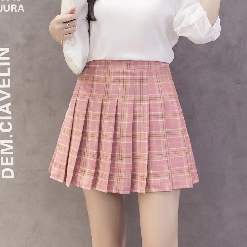 

Fashion Female Skirt Cute Sweet Girl Plaid Skirt High Waist Chic Student Pleated Skirt Harajuku Uniform Lady Girl Dance Skirt