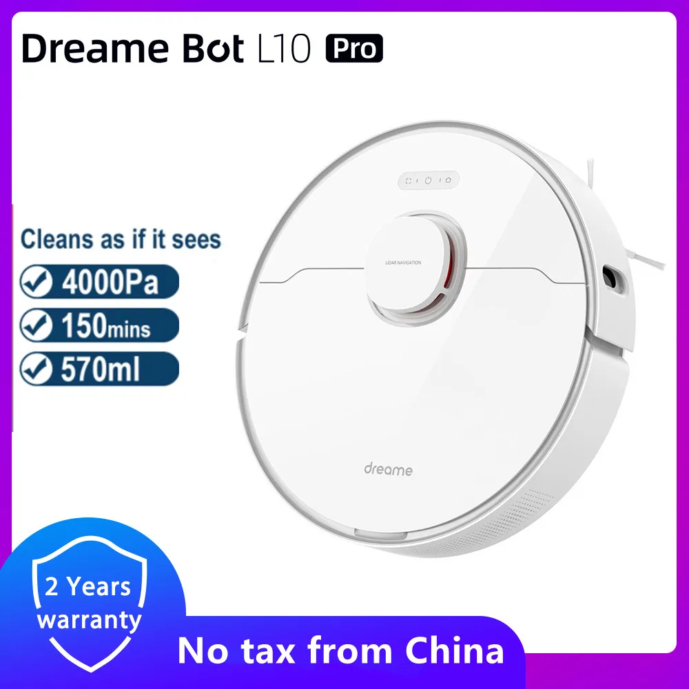 Робот-пылесос Dreame Bot L10 Pro, 4000 па, Автозарядка 150 мин, бак для пыли 570 мл
