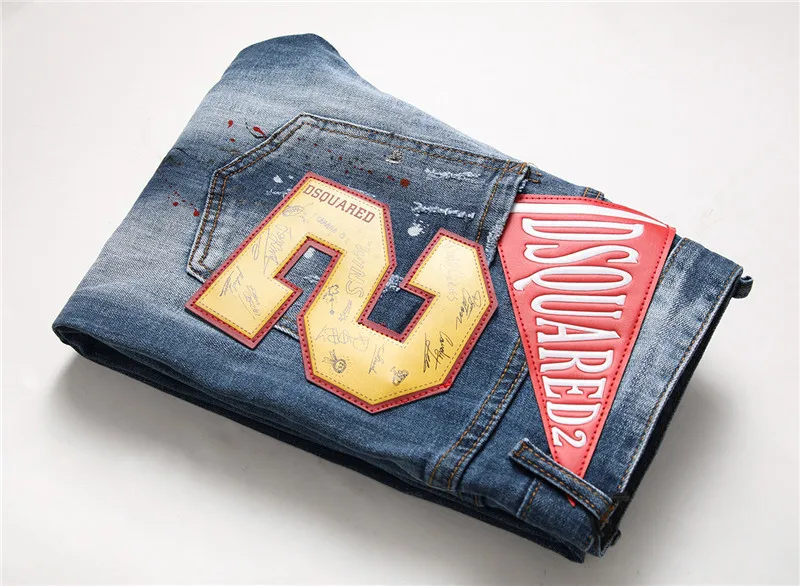 

2021 Dsquared2 new trend fashion men's jeans embroidery tight spring and autumn men's jeans DSQ