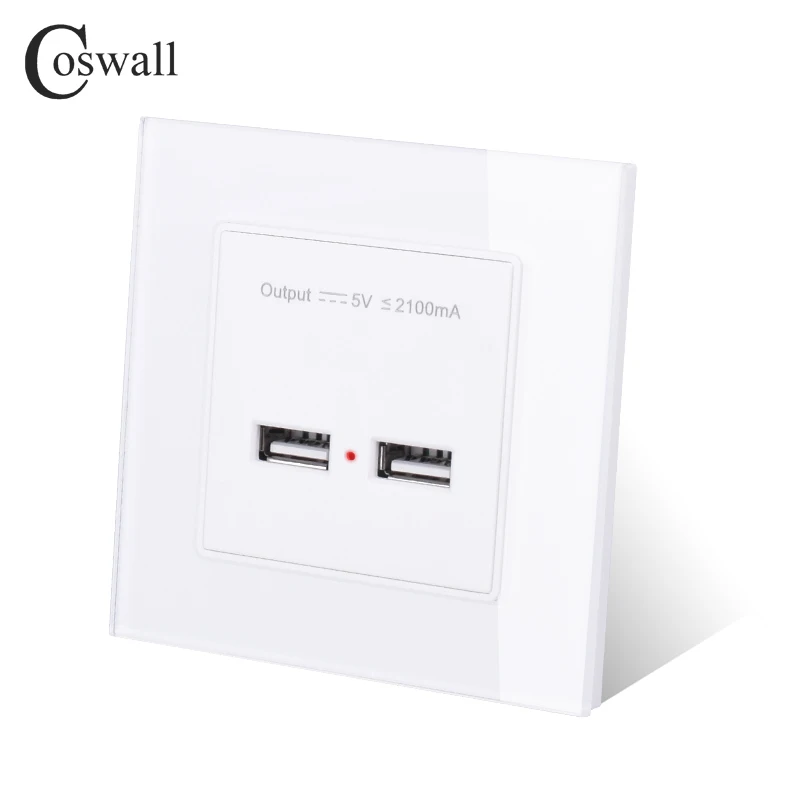 Настенная розетка COSWALL с двумя USB портами умный индукционный зарядный порт для