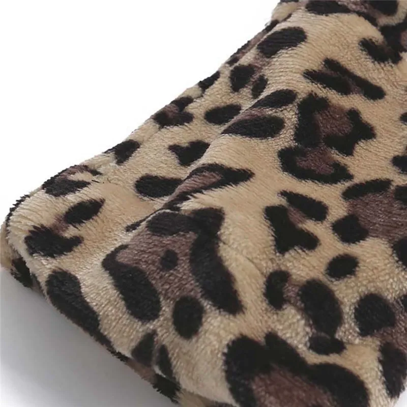 Женское пушистое пальто зимняя свободная толстовка с капюшоном леопардовая и