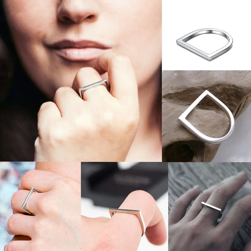 Кольца для женщин популярное кольцо из нержавеющей стали Дамское геометрическое