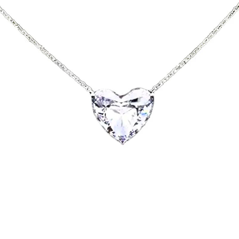 

1PC Fashion Heart Necklace Zircon Valentines Wedding Engagement Gift Collar Chain Choker Pendant Necklace Heart-shaped Charm