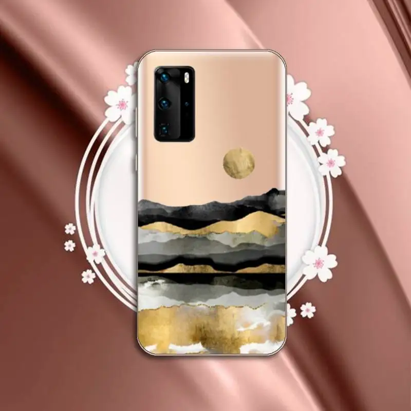 

Mountain Marble Moon Phone Case Transparent for Huawei P honor 8 10i 20 30 40 smart 2019