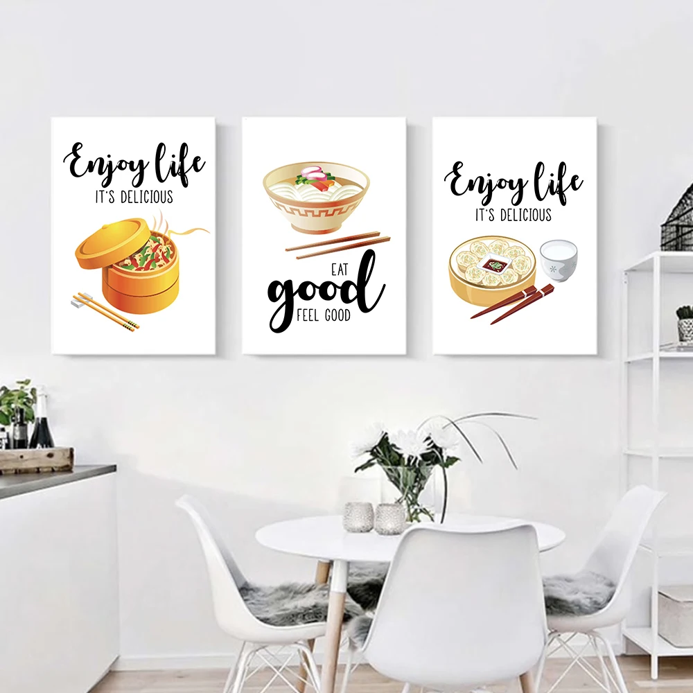 

Enjoy Life It Is Delicious Kitchen Food Canvas Painting Art Nordic Posters and Prints Wall Pictures for Living Room Decoration