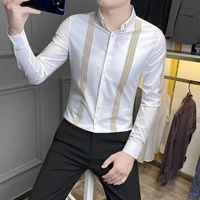 shirt long sleeve 2021 mens spring korean slim stripe british the office a formal occasions the new listing fashion trend