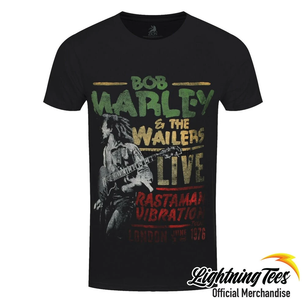 Официальная модель футболки Bob Marley Rastaman с вибрацией для путешествий 1976 |