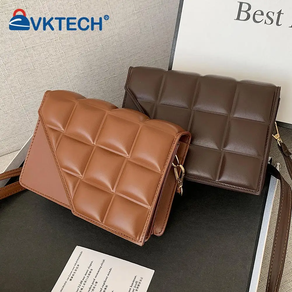 

Women PU Leather Lattice Crossbody Bag Embossing Solid Color Casual Handbag Embroider Lattice Pattern Travel Shoulder Bags