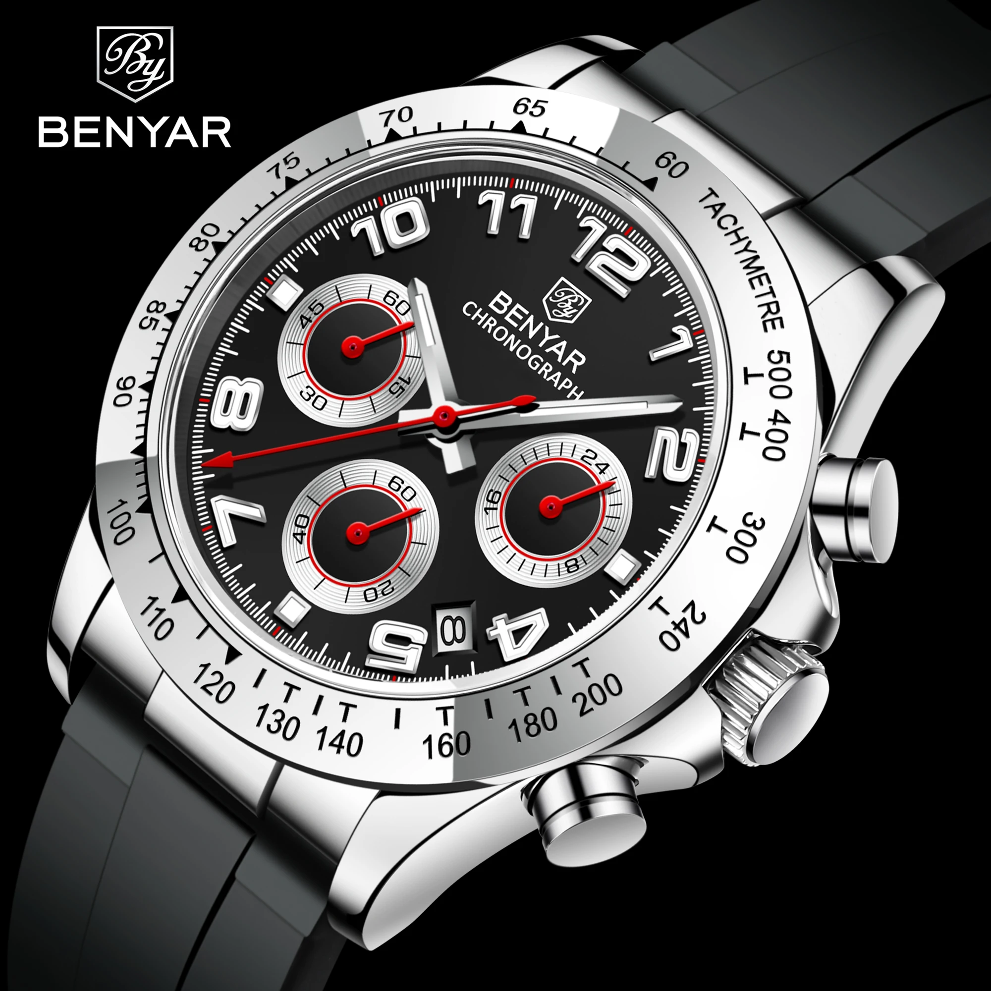 

BENYAR Fashion Men Watches Sport Quartz Watch Man Brand Luxury Wristwatches Chronograph 30M Waterproof Casual Clock Montre Homme