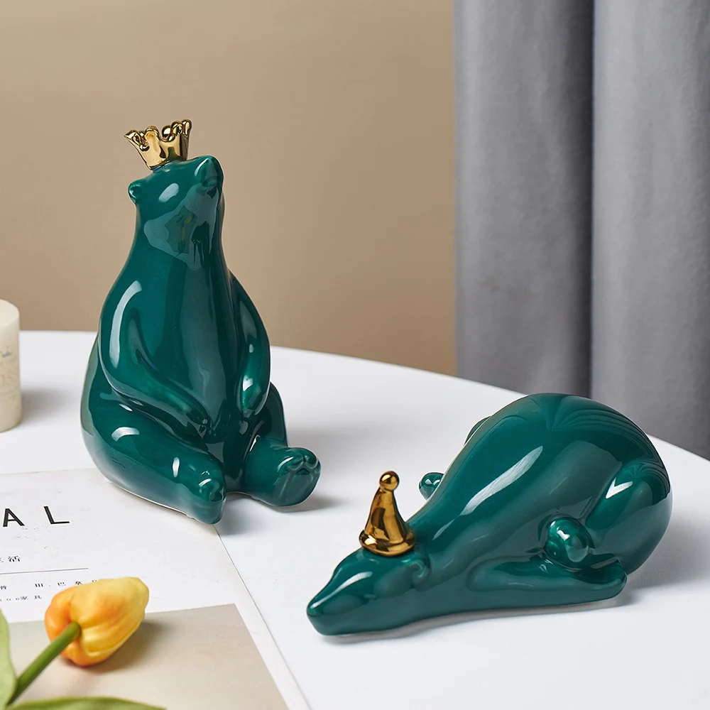 Симпатичный полярный медведь скульптура керамическая статуя животного