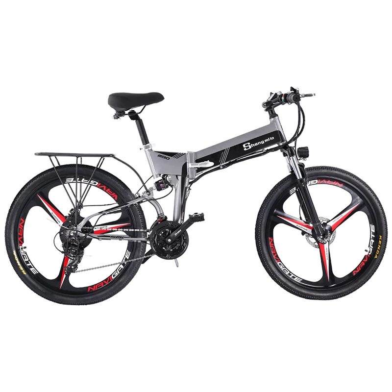 Складной электрический горный велосипед 350W Переменная скорость 21 Взрослый 48V15AH Двойная батарея Эбайк велосипед.