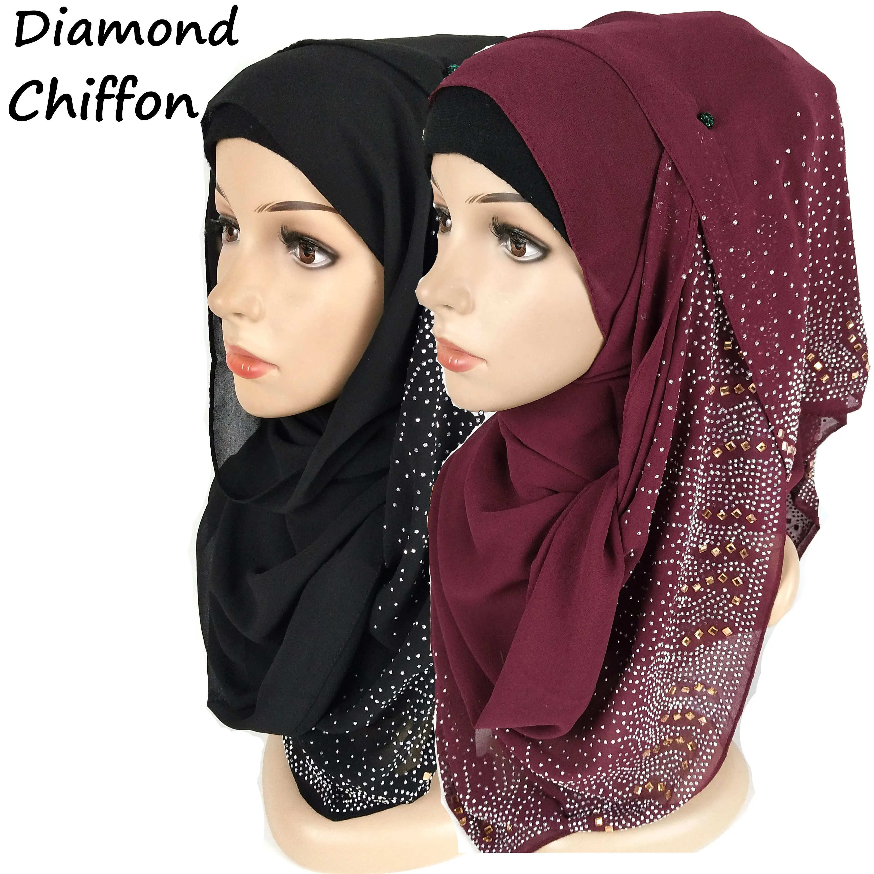V2 10 шт. Высокое качество Алмазный мусульманский хиджаб шарф/шарфы шаль длинная