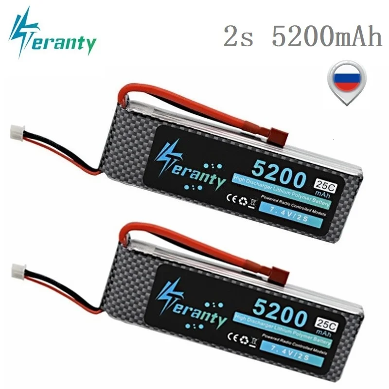 

2S 7.4V 5200mAh LiPo Battery for RC Drones Airplanes Helicopters RC Car Boats Robots Parts 7.4V Lithium Battery With T/XT60/JST