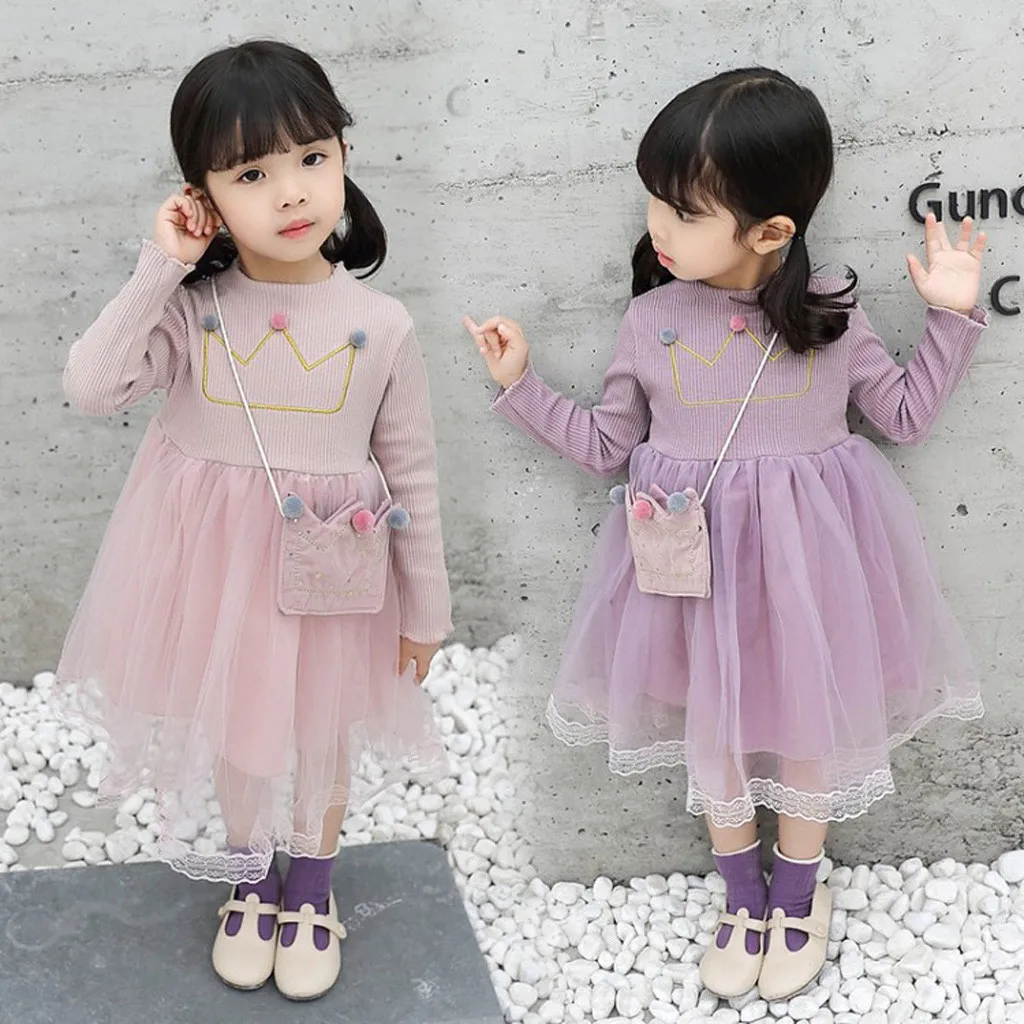 Новое Модное детское платье вечернее для маленьких девочек с длинным рукавом и