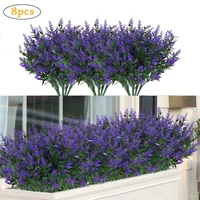 8 bundles fake lavender plastic leaves artificial flowers home greenery for indoor outside garden yard wedding decor christmas