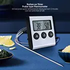 Цифровой термометр для барбекю, кухонный прибор для измерения температуры мяса в духовке, с таймером