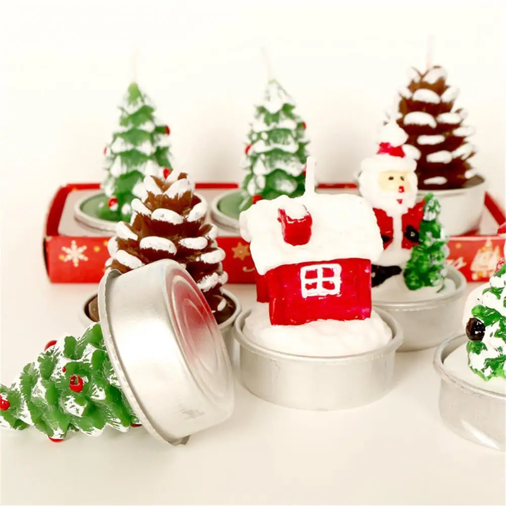 

3Pcs Delicate Christmas Candle Perfect Gifts Colorful Xmas Element Shape Party Candle for Home Candle