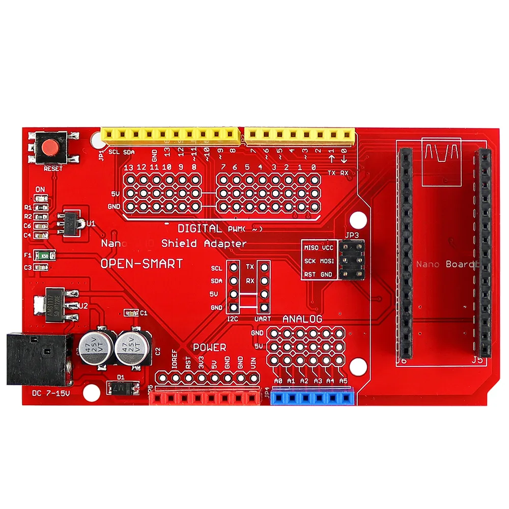 Плата расширения IO Shield для Nano с регулятором/предохранителем совместимая Arduino|board
