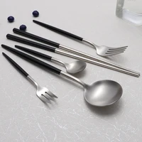 black silver 1810 cutlery set stainless steel dinnerware steak knife fork chopsticks teaspoon party kitchen food tableware set