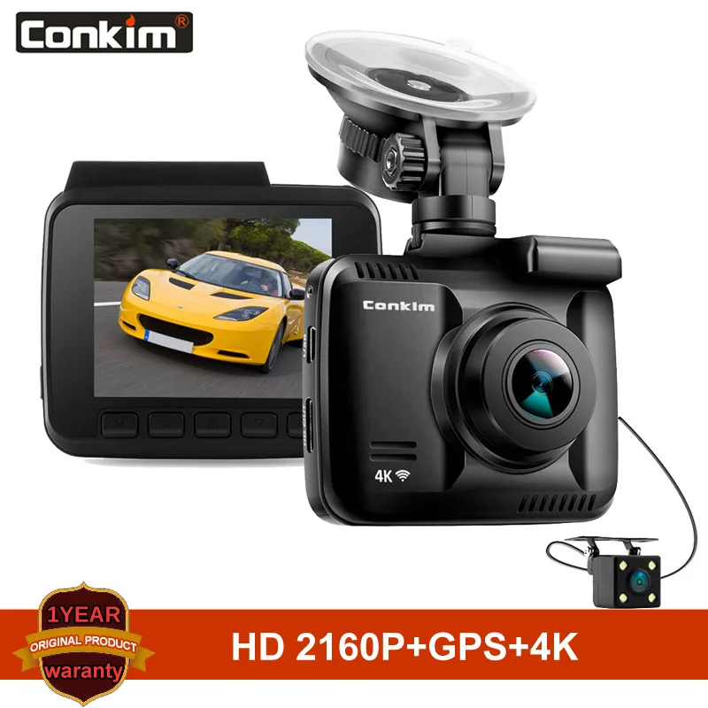 Conkim автомобильный видеорегистратор Novatek с двумя камерами Ultra 4K HD DVR встроенный GPS
