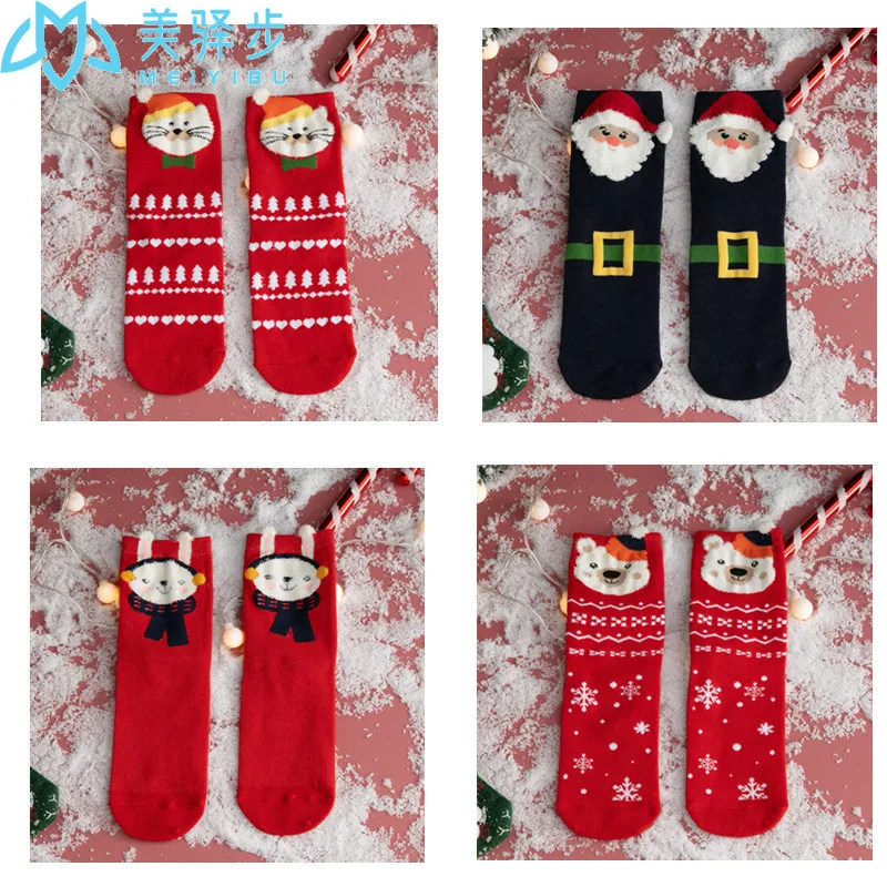 12 pairs per set Christmas stockings ladies socks cartoon red socks Christmas