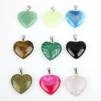 5pcspack natural stone semi precious pendants heart shape 10 colors handmade diy necklace jewelry accessories 20226mm size