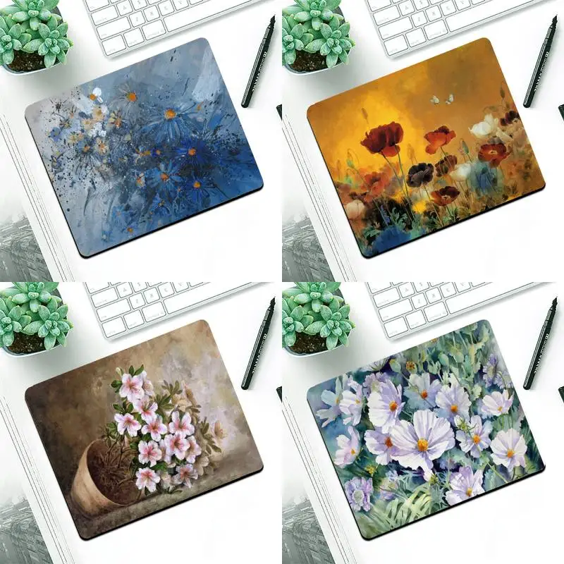 

painting Flowers Keyboards Mat Rubber Gaming mousepad Desk Mat Small Pads Rubber Mouse Mat MousePad Desk Gaming Mousepad Cup Mat