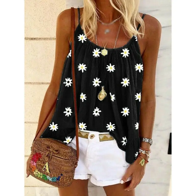 Женский расклешенный топ-майка на бретельках Топ без рукавов | Женская одежда