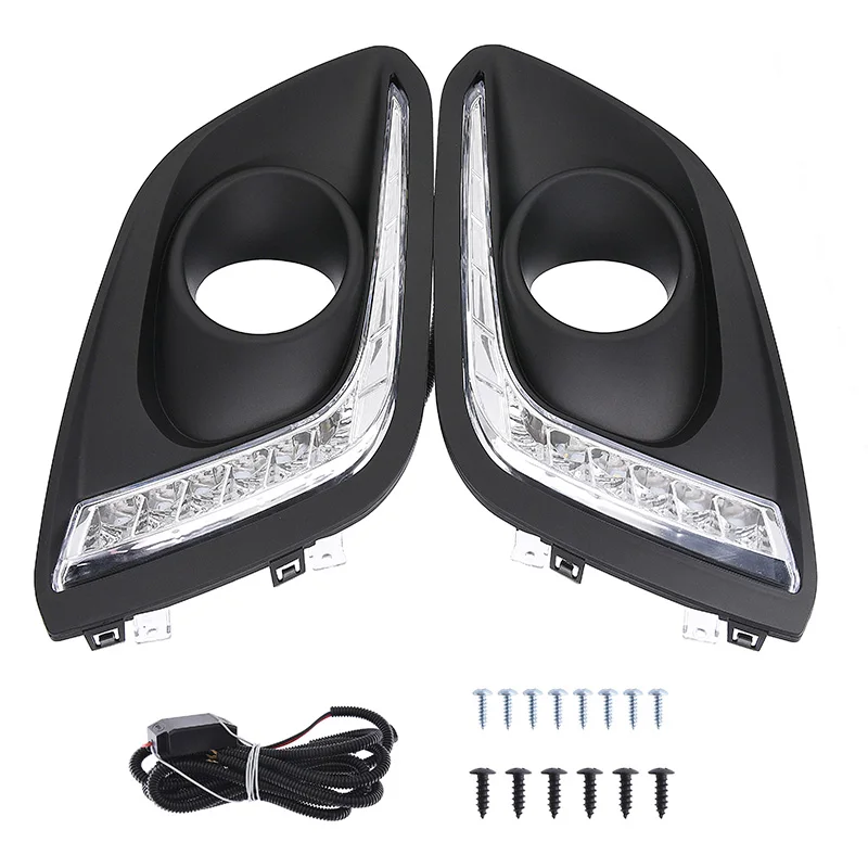 

2PCS 12V LED Car DRL daytime running light Daylight for suzuki swift 2014 2015 2016 with fog lamp hole cover