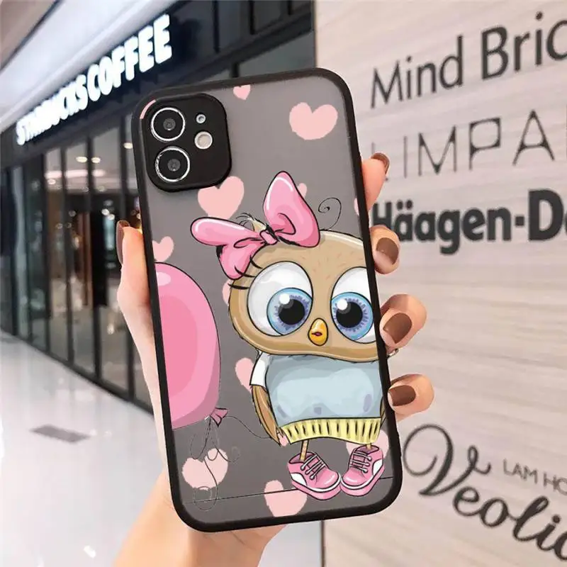 

owl cute cartoon animal Phone Cases matte transparent For iphone 7 8 11 12 plus mini x xs xr pro max cover