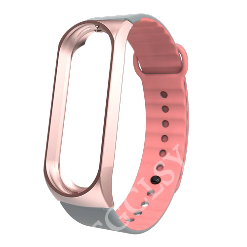 rose pink FGCLSY mi Band 4 3 спортивный ремешок для xiaomi mi band 4 3 силиконовый ремешок на запястье аксессуары браслет металлический слот для xiaomi mi band 4 - Цвет: rose pink