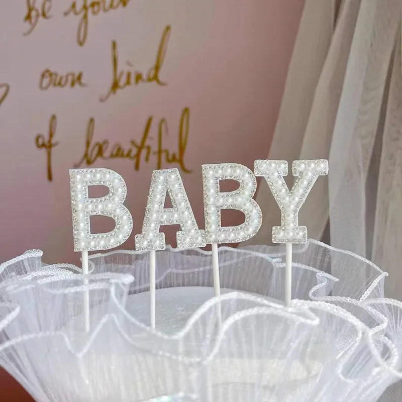 INS жемчужные фетровые Детские топперы для торта розовые украшения на день