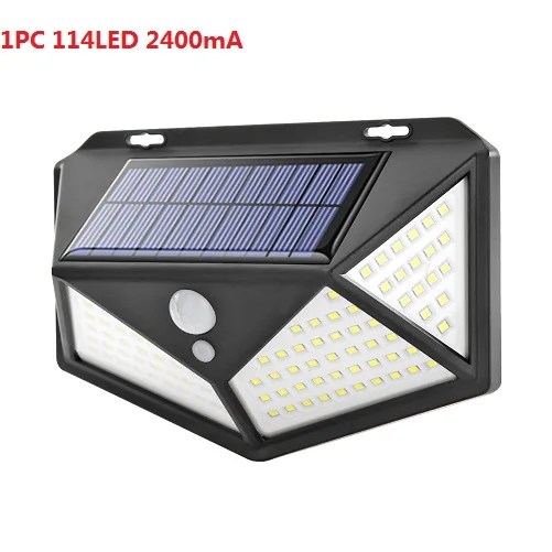 1pc 114LED 100/114 светодиодный светильник четырехсторонний солнечный светильник 3 режима датчик движения настенный светильник наружные водонепроницаемые садовые лампы - Испускаемый цвет: 1pc 114LED