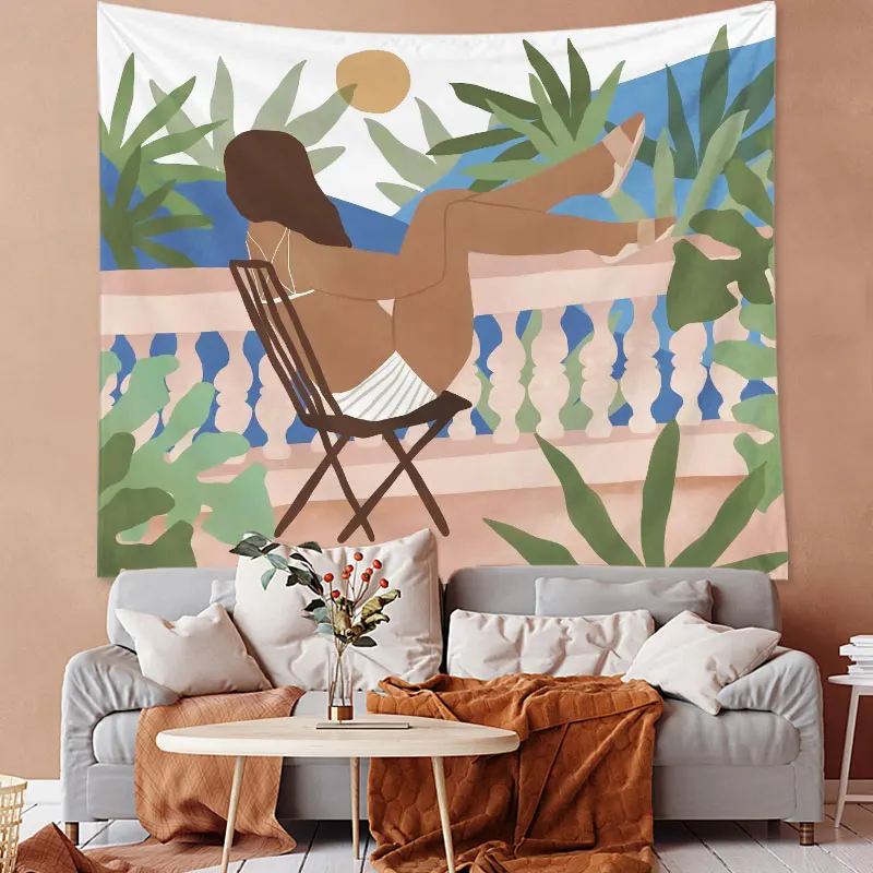 Тропический стиль полиэстер гобелен настенный домашний декор портретный принт