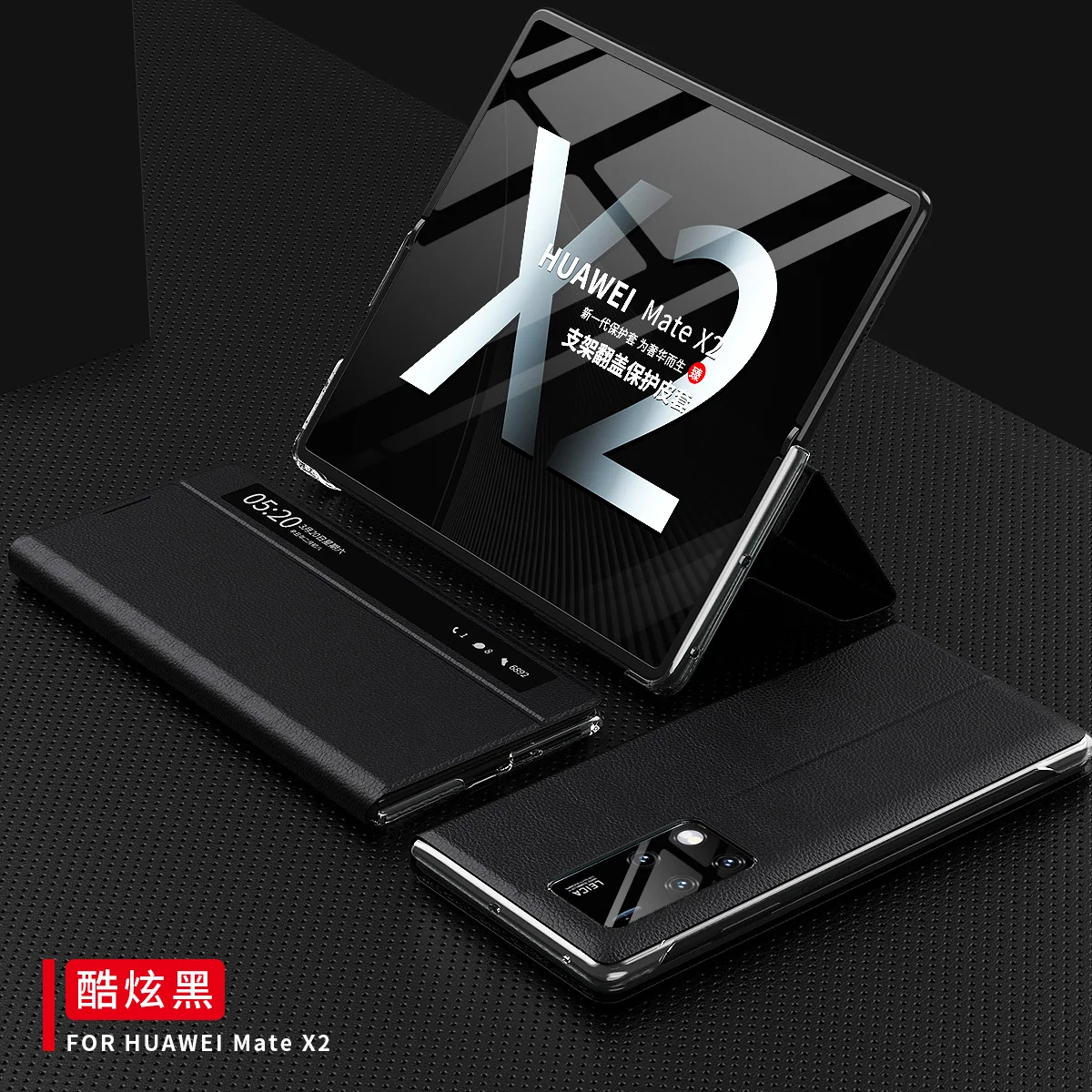 

Case for Huawei Mate X2 5G Leather Flip Phone Case Luxury Leather Smart View Window Phone Case for Mate X 2 Protective Cover