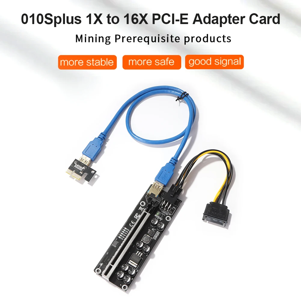 

Новое поступление 010Splus PCI Express Райзер PCI-E 1X до 16X расширитель USB 3,0 SATA 15-контактный до 6-контактный кабель питания адаптер карта