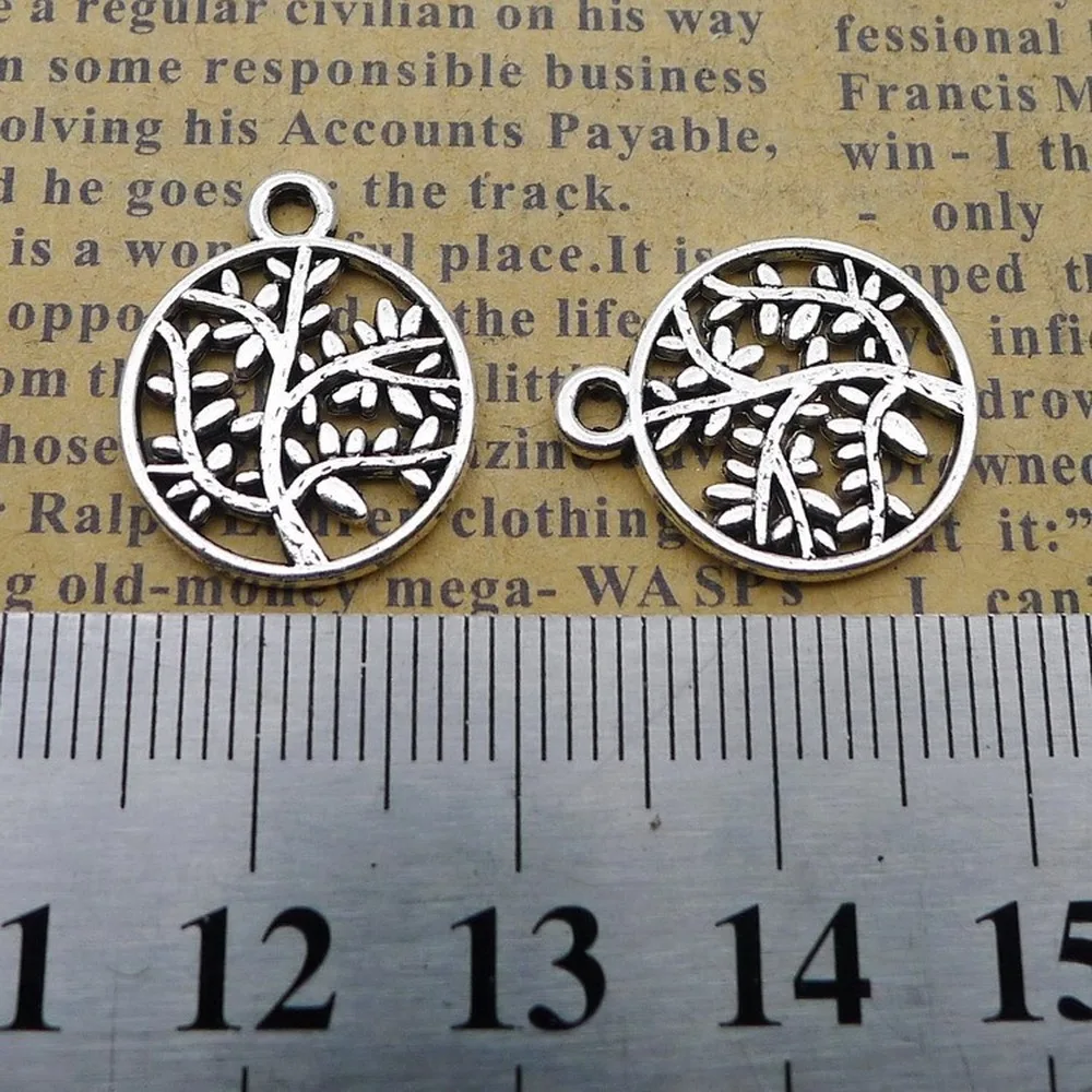 

200pcs Life Tree Charms 15mm x 18mm DIY Jewelry Making Pendant Antique Silver Color