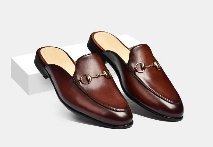 

Men's PU Leather Casual Comfortable Sandals Fashion Sandals Casual Simple All-match Lazy Horsebit Shoes Mens Slippers HA574