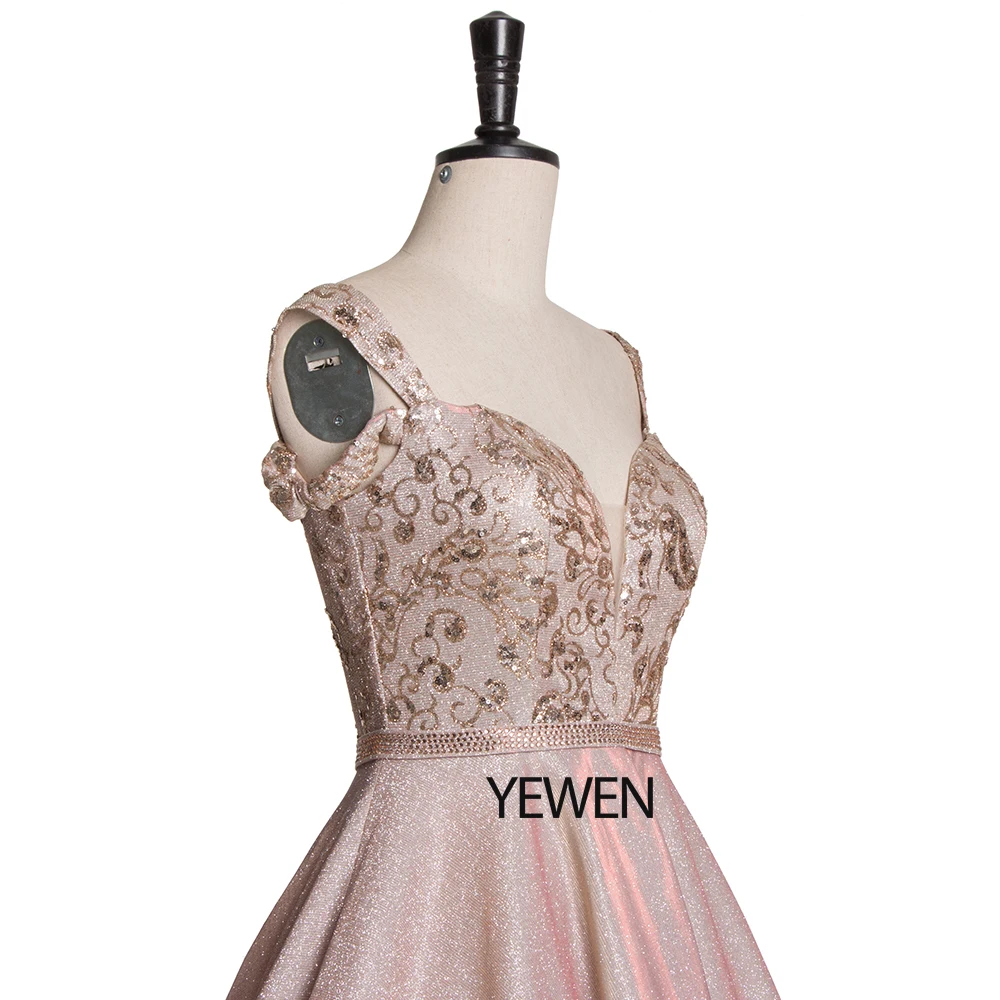 Элегантное платье для выпускного вечера с открытыми плечами 2019 короткое золотое