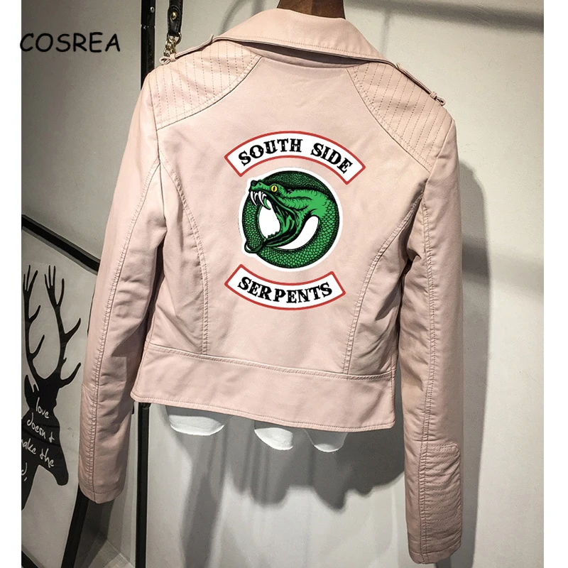 Зимние женские мотоциклетные куртки South Side Serpents из искусственной кожи|Костюмы