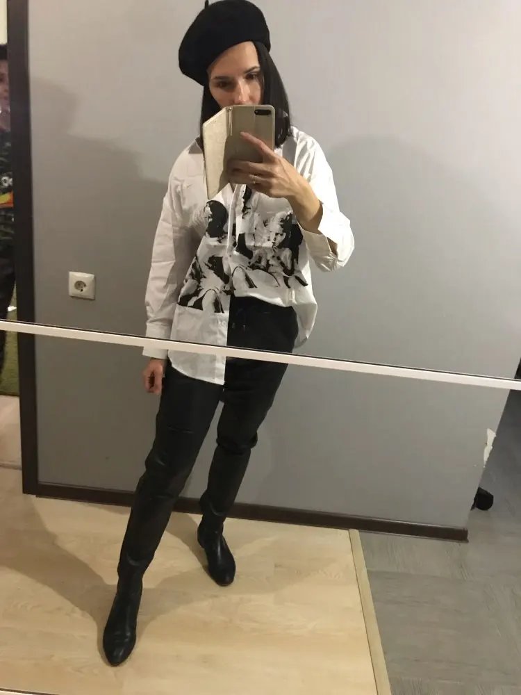 Новые женские топы и блузки с модным принтом повседневные белые рубашки женские офисные блузки с длинным рукавом Весенние свободные женские рубашки