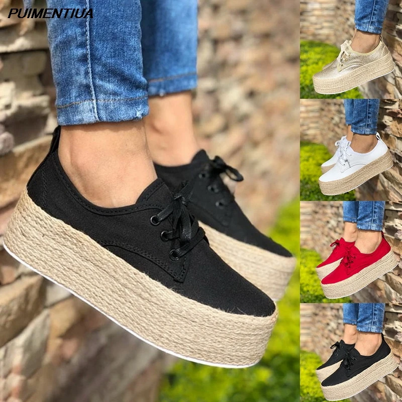 Женские эспадрильи PUIMENTIUA удобные кроссовки на плоской подошве|Обувь без каблука|