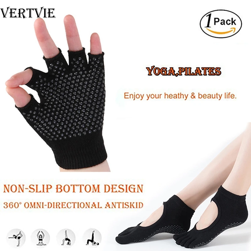 Loozykit 1 пара носки и перчатки для йоги нескользящие хлопковые силиконовые дышащие