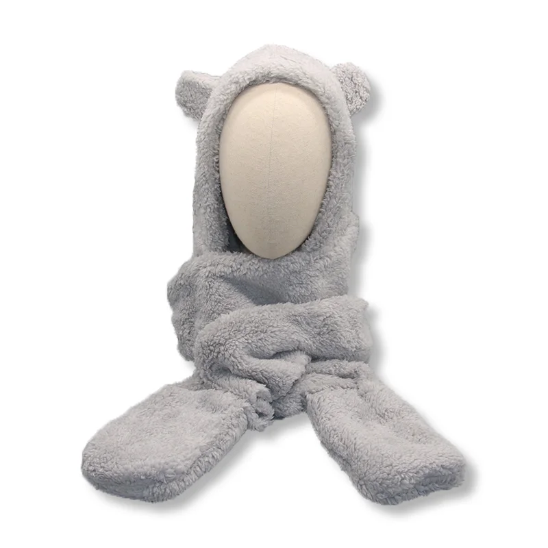 Зимние шапки шапка с ушками шарф двойной утепленный милый медведь теплые береты