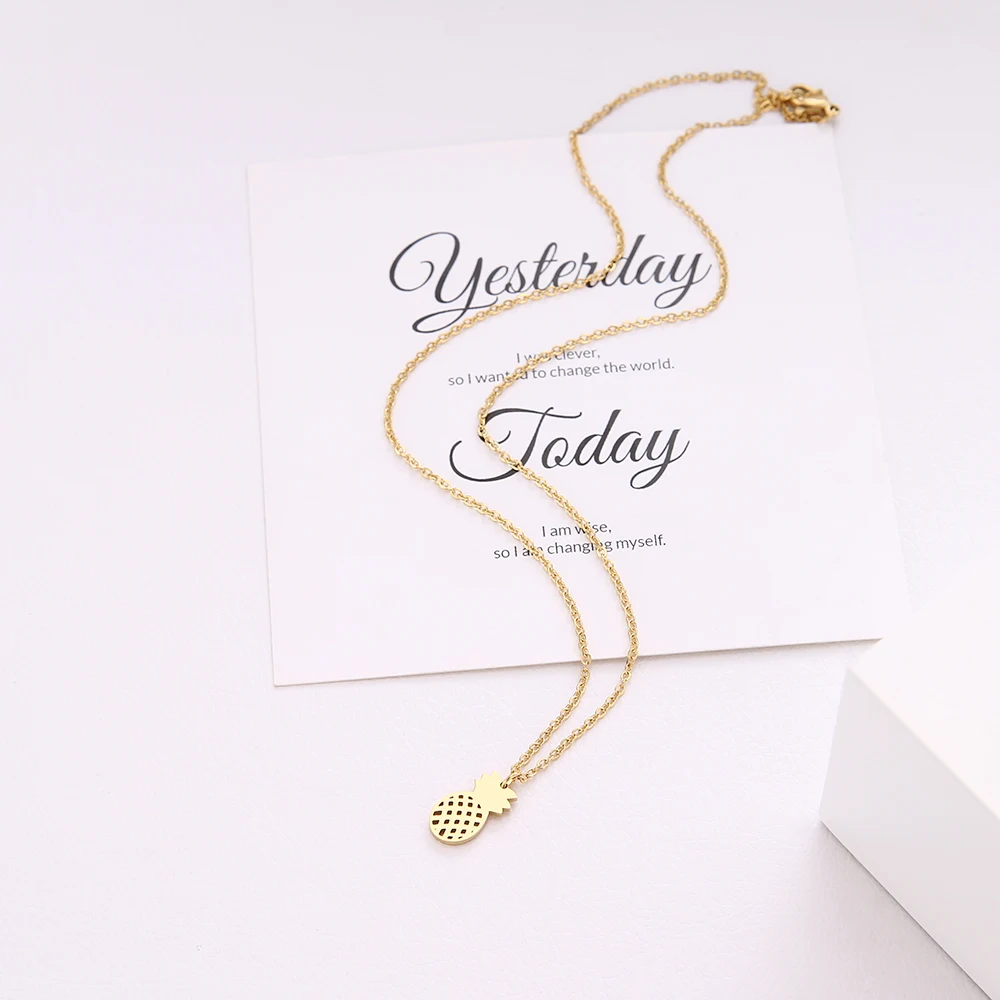 Женское Ожерелье из нержавеющей стали с подвеской в виде ананаса золотое