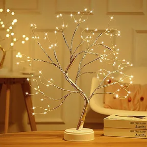 LED Night Light Christmas Tree Copper Wire Garland Lamp For Home Kids Bedroom Desk Decor Fairy Lights Luminary Holiday Lighting