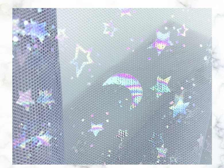 Блестящая мягкая Тюлевая сетчатая ткань лоскутный материал кружевная с принтом